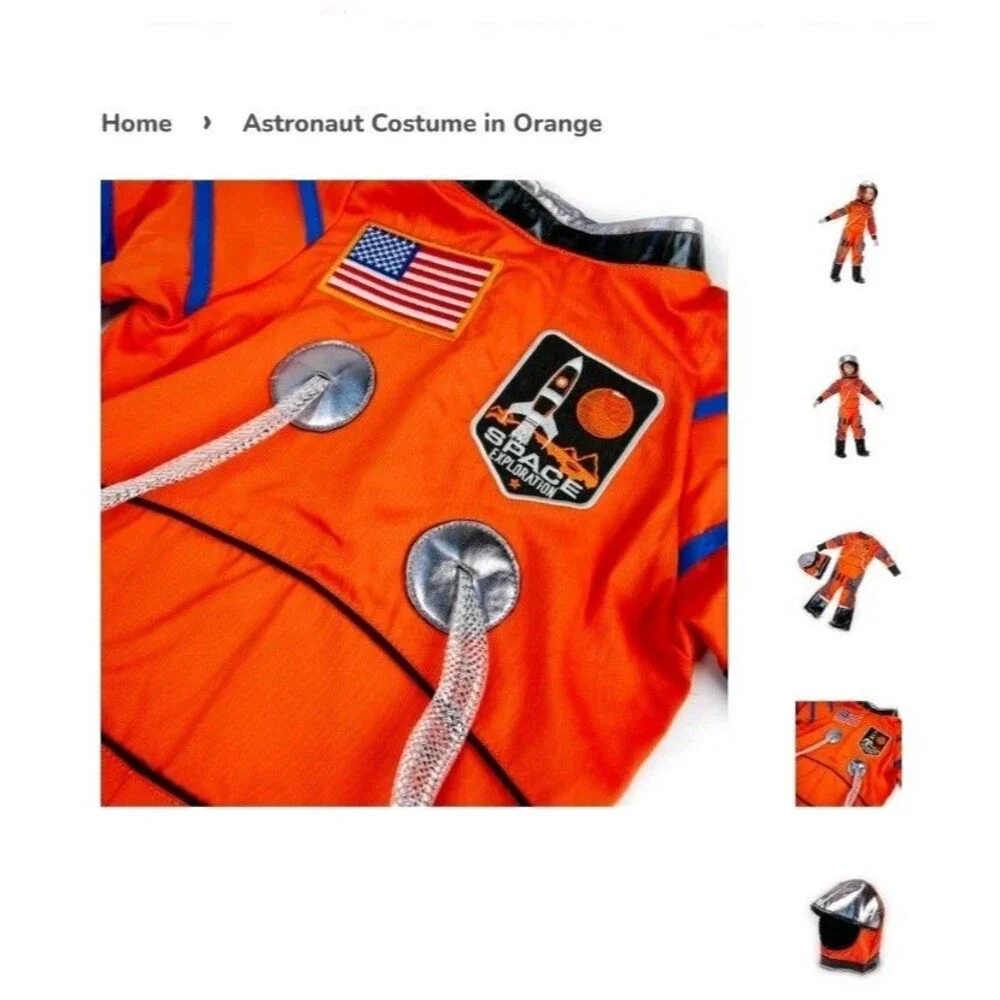 Child’s Astronaut Space Halloween Dressup Costume Size 7-8 Helmet Teetot Outfit